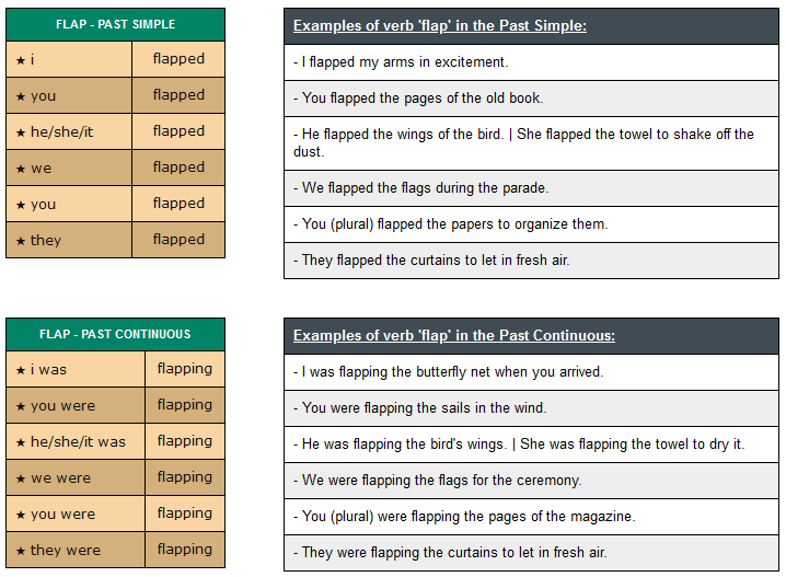 conjugation of verb flap English Verbs Conjugation