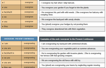 english verbs - englishverbs - conjugation of verb overgrow